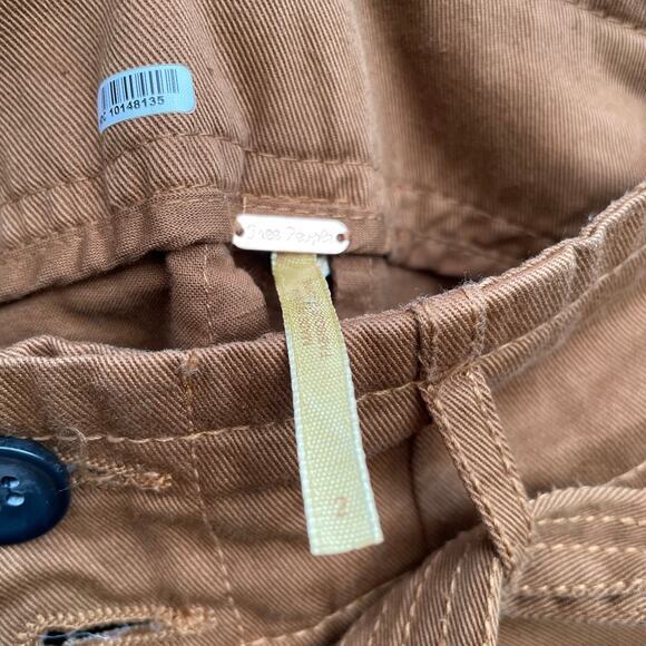 Free People Pants Brown Khaki Size 2 Paperbag Boho Bohemian Belt Fall Versatile - Picture 7 of 8